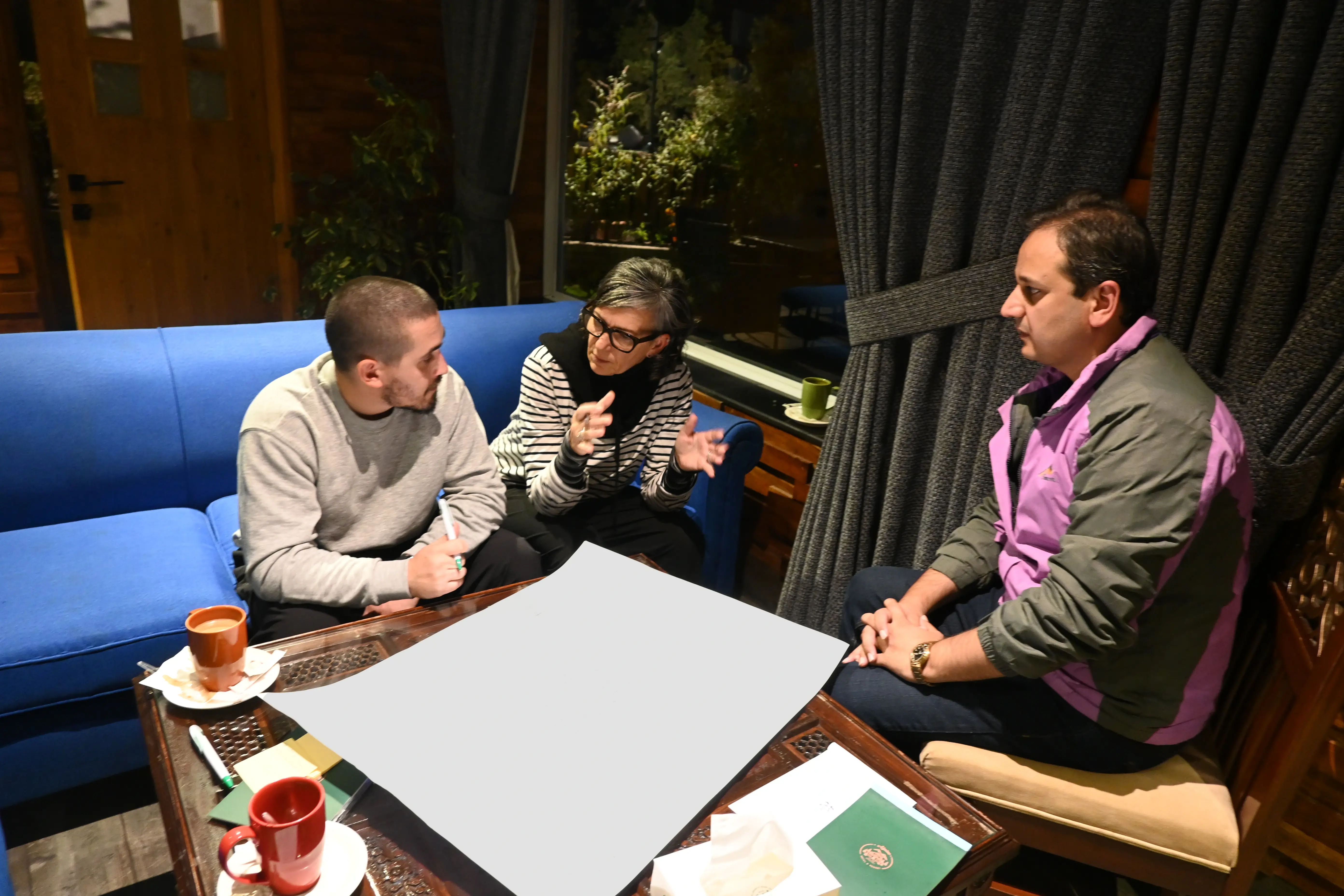 Team members working at desk